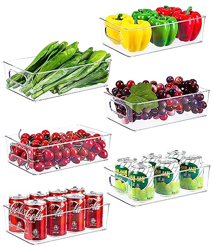 Nuangoo Kühlschrank Organizer Set,6er Set(3 Größe) für Küche,Speisekammer,Regale,Schublade,Schränke,Badezimmer-BPA Frei