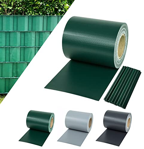 Sichtschutzstreifen Zaun 50 m x 19 cm inkl.30 Clips, Sichtschutz Zaunfolie PVC Sichtschutzstreifen Doppelstabmatten für Gartenzaun, Balkon/Diverse Farben