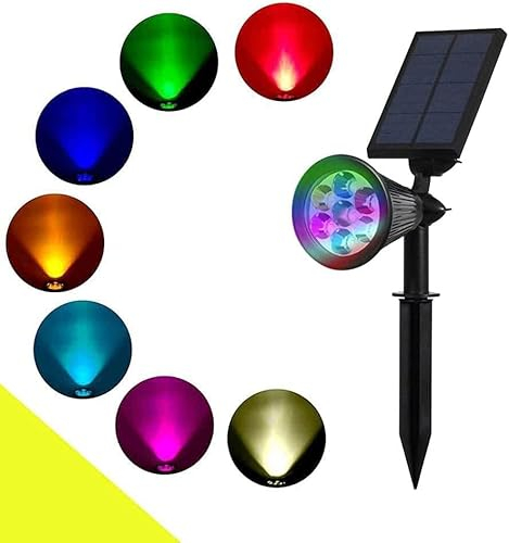 Solarlampen Solarstrahler Solarleuchte garten mit RGB-Farbwechsel, gartenbeleuchtung,für außen, Superhelles 7 Farben, IP55 wasserdicht Gartenlicht, led solar Strahler Bäume Sträucher Gartenweg