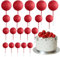 ASTARON 20 Mini Balloons & Balls Cake Decorations - Red Cake Topper Sticks for Wedding & Birthday
