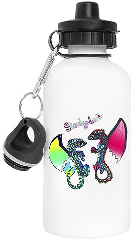 Suzetee Water And Candy Dragon Borraccia Riutilizzabile Bianca In Acciaio Inossidabile