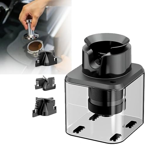 ZUMAHA Elektrischer Automatischer Kaffeesatzreiniger FüR Den Griff Der Espressomaschine, Automatischer Kaffee-SiebträGerreiniger, Mit Sichtbarem Acryleimer, Mit 3 Arten Von BogenbüRstenköPfen