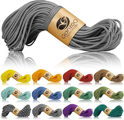 Ganzoo Paracord 350 Seil, Nylon Polyester, 2,5mm, Typ 1, 30m, Outdoor Schnur, Allzweckseil, Takelung für Armband, Hundehalsband, Hundeleine Knüpfen, Camping Survival, dunkel grau