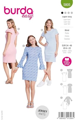 Burda Schnittmuster, 5805, Kleid [Damen, Gr. 34-48], Level 1 super easy