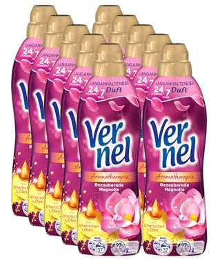 VERNEL Aromatherapie Bezaubernde Magnolie Weichspüler 10x 37 WL (370 Waschladungen), langanhaltender Wäscheduft mit ätherischen Ölen für 24/7 Frische, recycelbare Flasche
