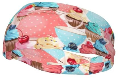 Teacup Cupcake, Sports Sweatband for Unisex Multi Headbands Sweat Workout Headbands Stretchy Hairband