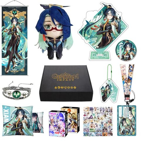 HALOOP Genshin Impact Box Geschenkbox Merch Set mit 11 Geschenk, Wanderer Cyno Xiao All 5 Stars Characters Plush Poster Acrylic Stand Aufkleber Set, Sammlung für Traveller Fans (Xianyun), HL-701