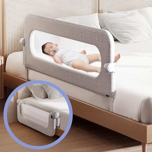 Bettgitter für Kleinkinder für Babys – Kleinkinder-Bettgitter für Queen-Size-Bett, Doppelbett, Etagengröße, verstellbare Höhen und faltbares, tragbares Bettgitter, extra hoch, Kindersicherheit,