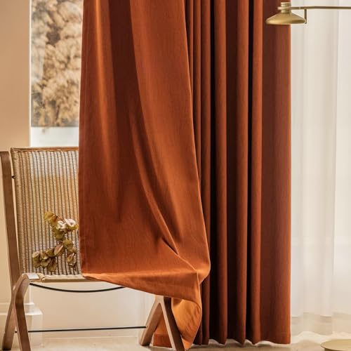 Ayoiow Verdunkelungsvorhänge Jugendzimmer, Vorhänge Verdunklung Mit Ösen, Chenille Gardinen Vorhänge 2Er Set, Kaffee, 107X147CM
