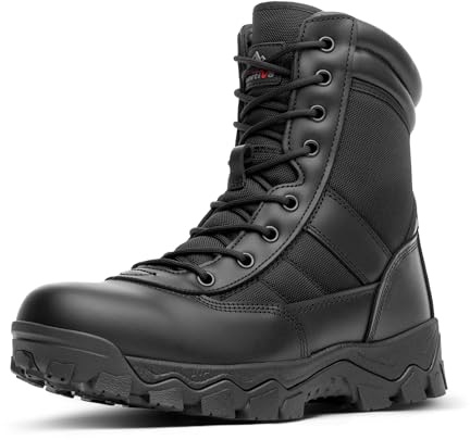 NORTIV 8 Men's Tactical Military Work Boots Side Zipper Outdoor Motorcycle Combat Boots 8 Inches 2.0 Trooper-pro,Size 11,Black,TROOPER-PRO