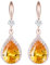 Linawe Orange Tropfen Ohrringe - Schmuck Set Damen, Rosegold Hängend, Modeschmuck Kristall Diamant, Selber Stechen Set