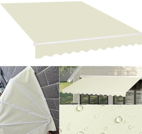 ILOOXI Markisen-Ersatzstoff, Manuelle Einziehbare Sonnenschutz Markisenbespannung Markisestoff Markisentuch, Ersatz-Bezug Für Markise, Wasserdichter Polyesterstoff((20x6.5ft) 6x2m)