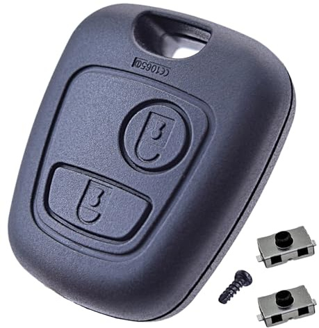 Angofiz - Carcasa para llave con mando a distancia (2 botones sin cuchilla) compatible con Peugeot 106 107 206 CC 206 Break SW 207 306 + 2 botones pulsador