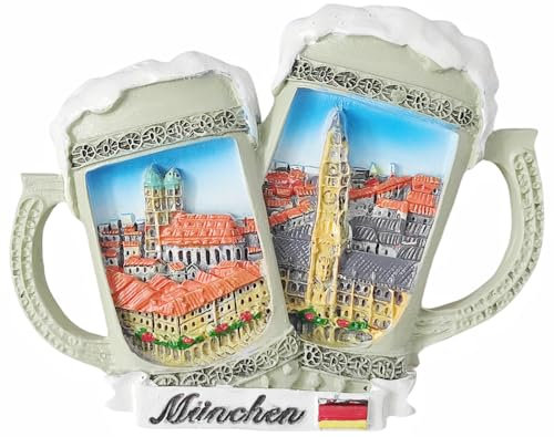 Tianfulai München Deutschland Touristen-Souvenir Kühlschrankmagnet 3D Kühlschrank Deko Basteln, Blau, Kunststoff, 1 Stück