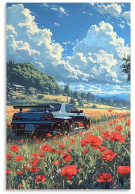 GJrjdb JDM R34 Japanisches Auto-Poster, Leinwandkunst, Wanddekoration, Schlafzimmer, Büro, Poster, Drucke, Wandkunst, Paitings, rustikale Heimdekoration für Wohnzimmer, 20 x 30 cm