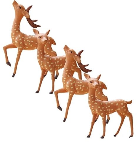 Hohopeti 4 Stück Cute Decor miniaturfiguren gartendeko rostoptik Waldtiere Figuren tortendeko Einschulung Spielzeuge Mikrolandschaftsornament Basteln Sie Hirschfiguren Mini-Hirschstatue PVC