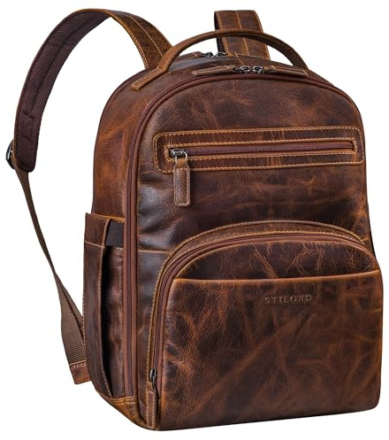 STILORD Paco Premium Business Rucksack Herren Leder Groß | Herren Arbeitsrucksack mit Laptopfach 15.6 Zoll Laptoprucksack Männer Rucksack Leder für Arbeit Büro Reise Uni Farbe:luino - braun