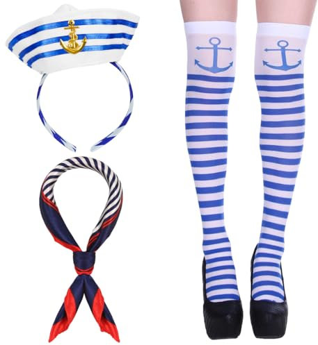 Cadimus 3PCS Seemann Kopfbedeckung, Seemann Haarband, für Karneval Halloween Rollenspiel