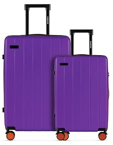ETERNITIVE - Set di 2 Valigie Rigide in ABS - Piccola e Media - 37L & 60L| Trolley Bagaglio a mano con Lucchetto TSA | Valigie da viaggio con 4 Doppie Ruote Girevoli a 360° | Viola