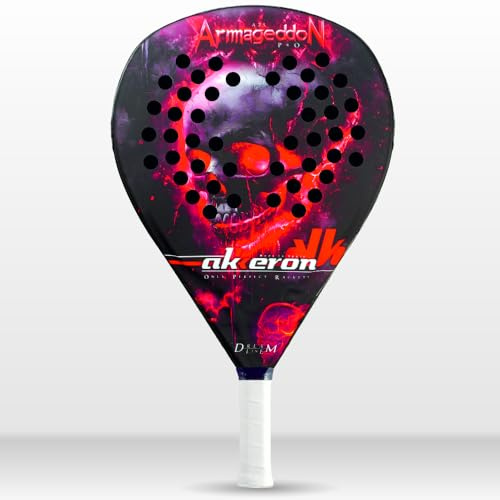 Akkeron - Pala de Padel - Modelo Armageddon A25 - Carbono 100% - Power Blast EVA - Forma lagrima - Barniz Gomoso - Control/Potencia - 350/370g