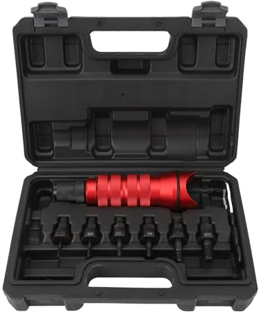 Oreilet Electric Rivet Drill Adapter Kit, 7pcs Nietmutter -Werkzeug -Kit mit 6 Austauschbaren Köpfen, Schnurloser Nusswaffenadapter mit Tragetasche für die Installationswartung