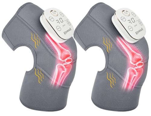 Doppel Knie-Massagegerät, kabelloses 3-in-1-Knie-Massagegerät mit Wärme- und Vibrationsfunktion, Sprachausgabe lindert Gelenkschmerzen, entspannt die Muskeln, Tragbar Ideales Vatertagsgeschenk