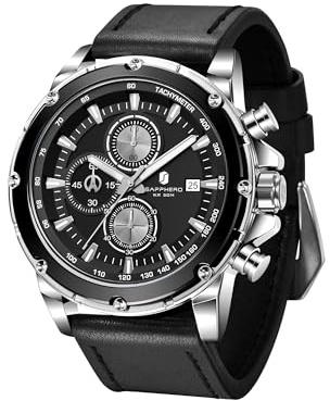 by BENYAR Montre Homme Montres Bracelet pour Homme chronographe étanche | avec Calendrier Luxe Sport habillée Cadeau Montres NoëlCadeau Fête des Pères Bracelet en Cuir/Acier Inoxydable
