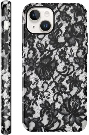 Knrlqim 2 i 1-fodral för iPhone 14 / iPhone 13 Etui 6,1, Mönster av Spetsritning Estetiskt Etui, TPU Silikon Stötsäkert Skyddsfodral, Stötsäker Omslag för Kvinnor Flickor för iPhone 14/13, Spets