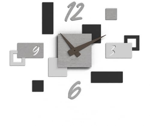 Giallobus - Geotime Uhr - Stone - MDF-Holz - Geotime - 09S_Drift - Moderne Wanduhr – 3D-Klebezahlen – Modulares Design