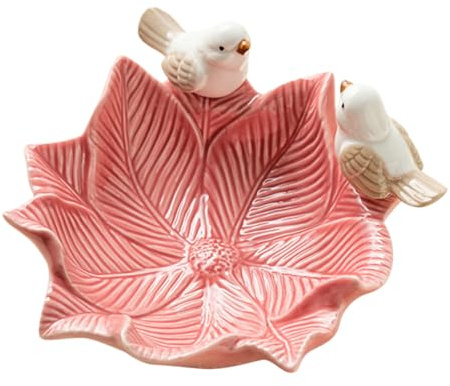 TOMETURE Vide- en Céramique Rose, Plateau à Bijoux Oiseau et Fleur | Organisateur de Clés et Petits Objets, Présentoir de Vitrine, Table de Nuit ou Coiffeuse, Décor Moderne