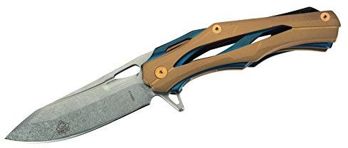 Puma Tec Erwachsene Einhandmesser, Stahl 5Cr15Mov, Stonewashed, Flipper, Liner Lock, Edelstahl-Griffschalen, Edelstahlclip, Etui, Box, Mehrfarbig, One Size, Einheitsgröße