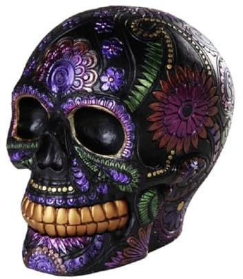Pacific Giftware Totenkopf Figur mexikanisch - Black Blossom Day of The Dead Tag der Toten schwarz