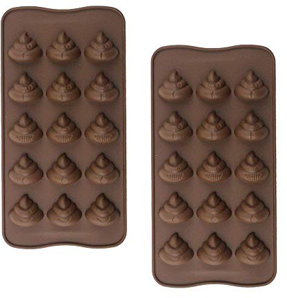 2 Stück Silikon Schokoladenform Poop Emoji Pralinenform Eiswürfelform Silikonbackform für Schokoladen, Gelee, Kuchen und Eiswürfel Braun