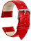 ULLCHRO Unisex Leder Armband mit Edelstahl Silberne Schnalle 22mm Rot