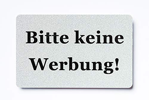 2x Bitte keine Werbung magnetisch und selbstklebend Aufkleber Tür Schild Türschild Briefkasten Briefkastenschild Haus Praxis Büro Geschäft silber (4)