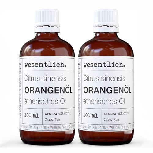 wesentlich. Orangenöl ätherisch, kaltgepresst | 100% naturreines Öl | Für Aromatherapie, Massage, Sauna und als Raumduft (2x100ml)