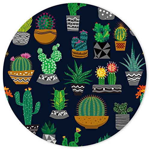 ITNRSIIET Alfombrilla Raton Gaming,Mouse Pad Impermeable，Almohadilla para Ratón Base de Goma Antideslizante，Mousepad Redonda,para Oficina PC Ordenador Jueg, Cactus Lindo