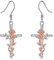 Kreuz Damen Ohrringe Sterling Silber Kreuz und Rose Blume Ohrringe Schmuck Geschenke für Frauen Mädchen