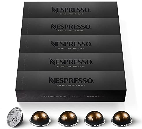 Nespresso Vertuo – Bundle 50 Capsules de café Scuro – Intensité 11 – Pour Double Espresso 80 ml – (5 étuis de 10)