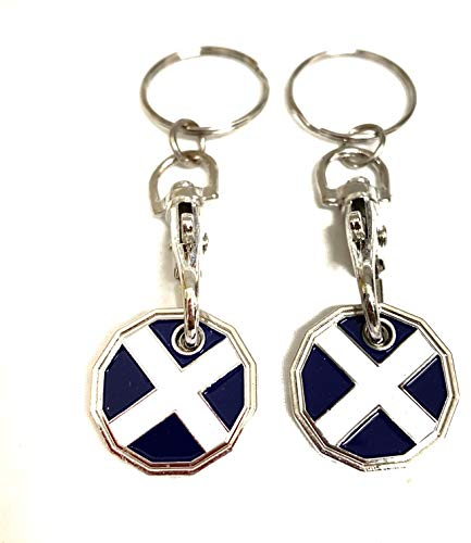 Shopping Trolley Token UK Key rings Dodecagon £1 Coin Shape Handy Pound Coin Works at Supermarkets Shops Gym Locker (St. Andrew's Cross)