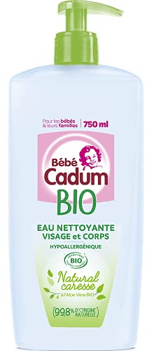 Cadum Natural Caresse Eau Nettoyante Hypoallergénique certifiée BIO pour Bébé - 750 ml