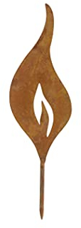 RiloStore 4er Set Rost Flamme 18cm Metall Flammen Gartendeko Kerzen Dekostecker rostige Weihnachtsdeko Metallkerzen Rostkerzen Deko Rostbraun