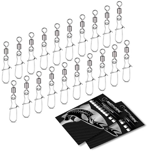 AMZfishing NEU 20x Angelwirbel mit Fast-Lock | Wirbelsortiment | Wirbelset | Wirbel Angeln | Angel Wirbel | Angelwirbel Set (40, 8)