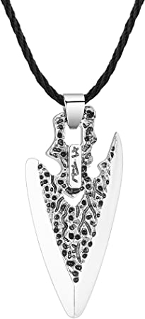 LUTAKU Indische Pfeilspitze Dolch Anhänger Halskette für Herren Retro Punk Amulett Charm schwarzes Leder Schlüsselbein Kette Vintage Amulett Schmuck, Leder