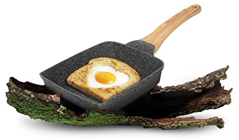 KASANOVA Eco Petra Evolution Mini – Poêle/Grill Compact Antiadhésif, Aluminium Moulé Sous Pression, Sans PFOA ni Nickel, Compatible Induction et Tous Feux (Poêle 18x15x14 cm)