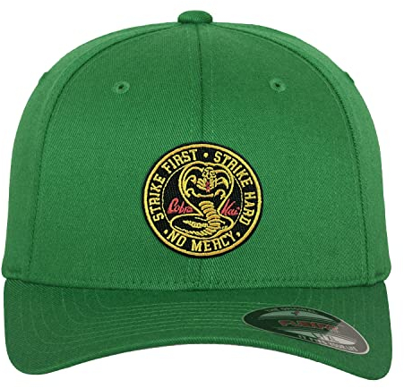 Cobra Kai Offizielles Lizenzprodukt Patch Flexfit Cap (Grün), Groß/X-Large