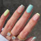 24PCS Short False Nails with Glue Stickers,Coffin Full Cover Acrylic Nails Press on Nails no Glue,Yellow&Blue Flower French Fake Nails Stick on Nails for Women and Girls Nail Art.