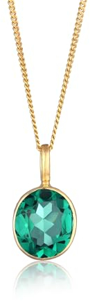 Elli Halskette Elli PREMIUM Halskette Damen Solitär Anhänger Klassik mit Quarz in 925 Sterling Silber Vergoldet