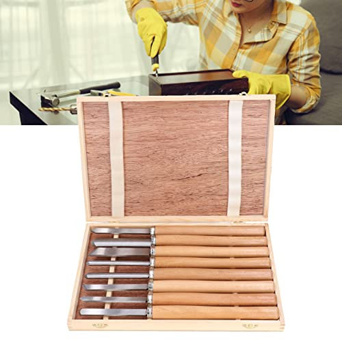 Lathe Turning Tool Set, 8 Pcs 65 Manganese Steel Professional Quality Head Beech Handle Woodworking Chisel Kit with Storage Box