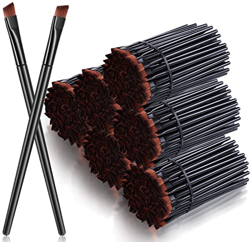 300 Pcs Disposable Eye Brow Brush Multifunction Eyebrow Cosmetic Brushes for Eyebrows Portable Angled Professional Brow Tint Esthetician Supplies Bulk(Black)